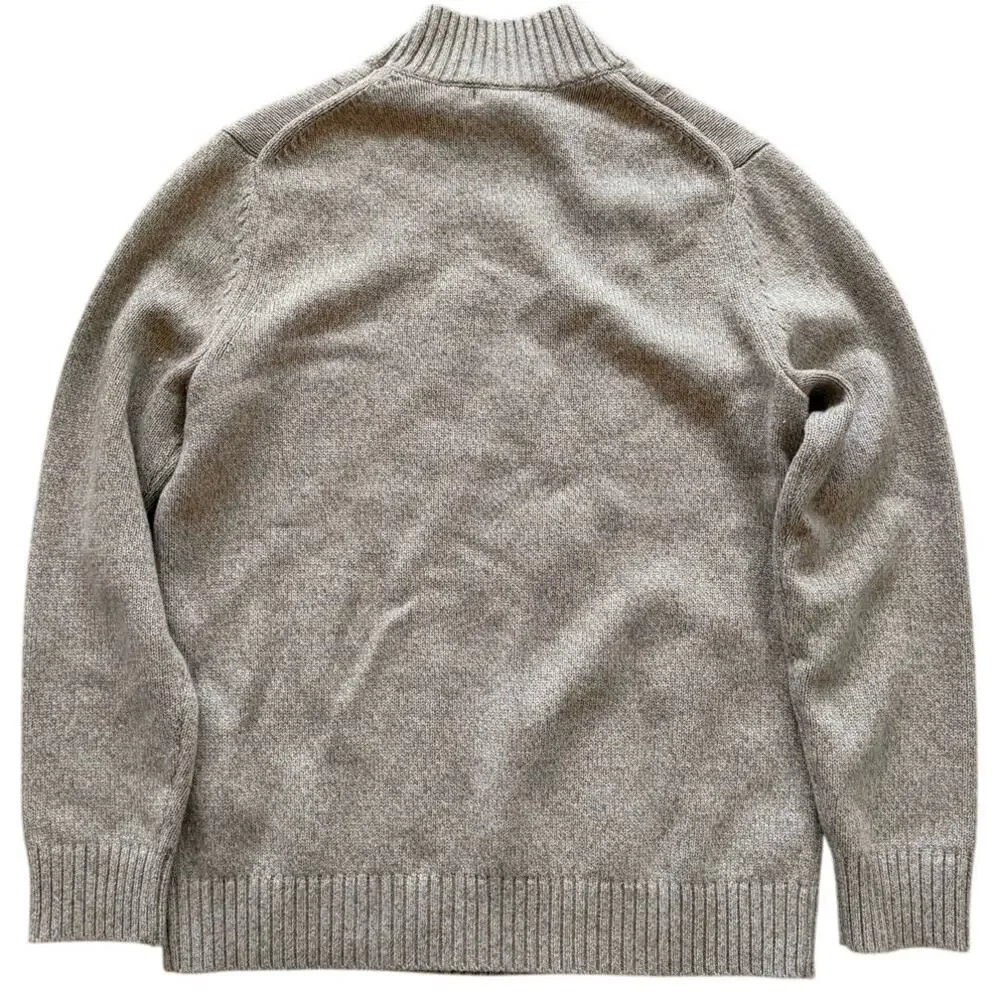 Banana Republic Tan Wool Cable Knit Fisherman Mock Neck Long Sleeve Sweater